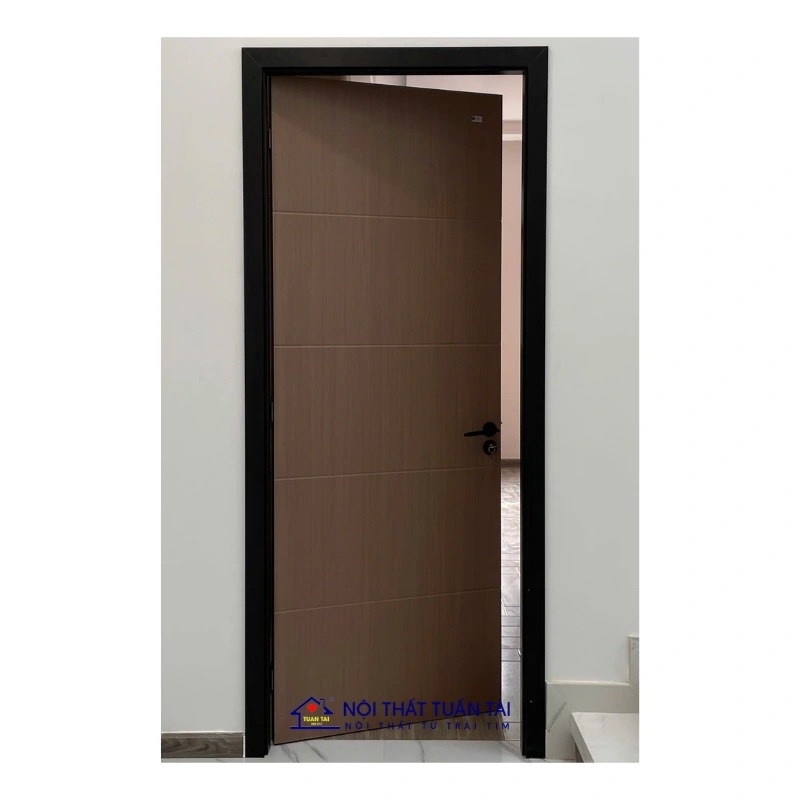 Cửa composite trơn hiện đại mang thiết kế tối gian màu trung tính đường nét gọn