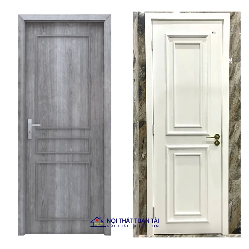 Cửa composite phào nổi sợ hữu thiết kế phào chỉ tạo chiều sâu bề mặt mang phong cách tân cổ điển